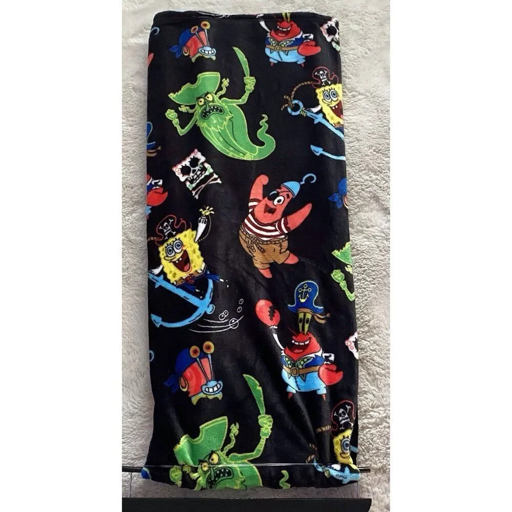Spongebob Squarepants Movie Throw‎ Blanket 50”X 70” Pirate Davy Jones Black NEW